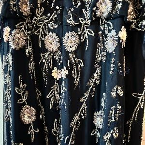 Adrianna Papell. Dark Royal blue sequence flower pattern. Size US: 8  Maxi dress